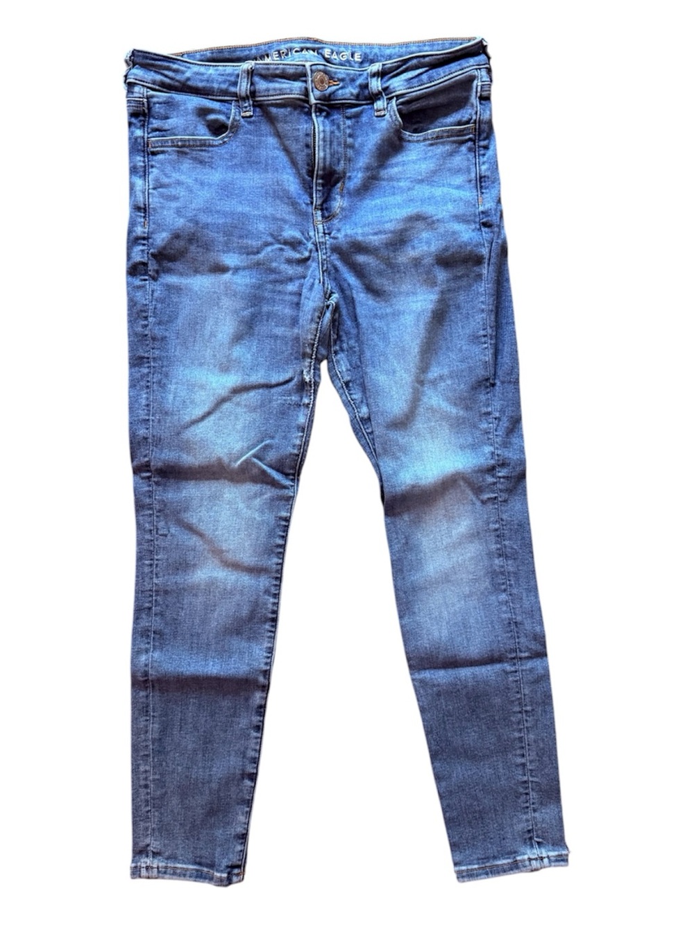 American Eagle Women's Medium Wash Mid Rise Skinny Jeans 10 Short